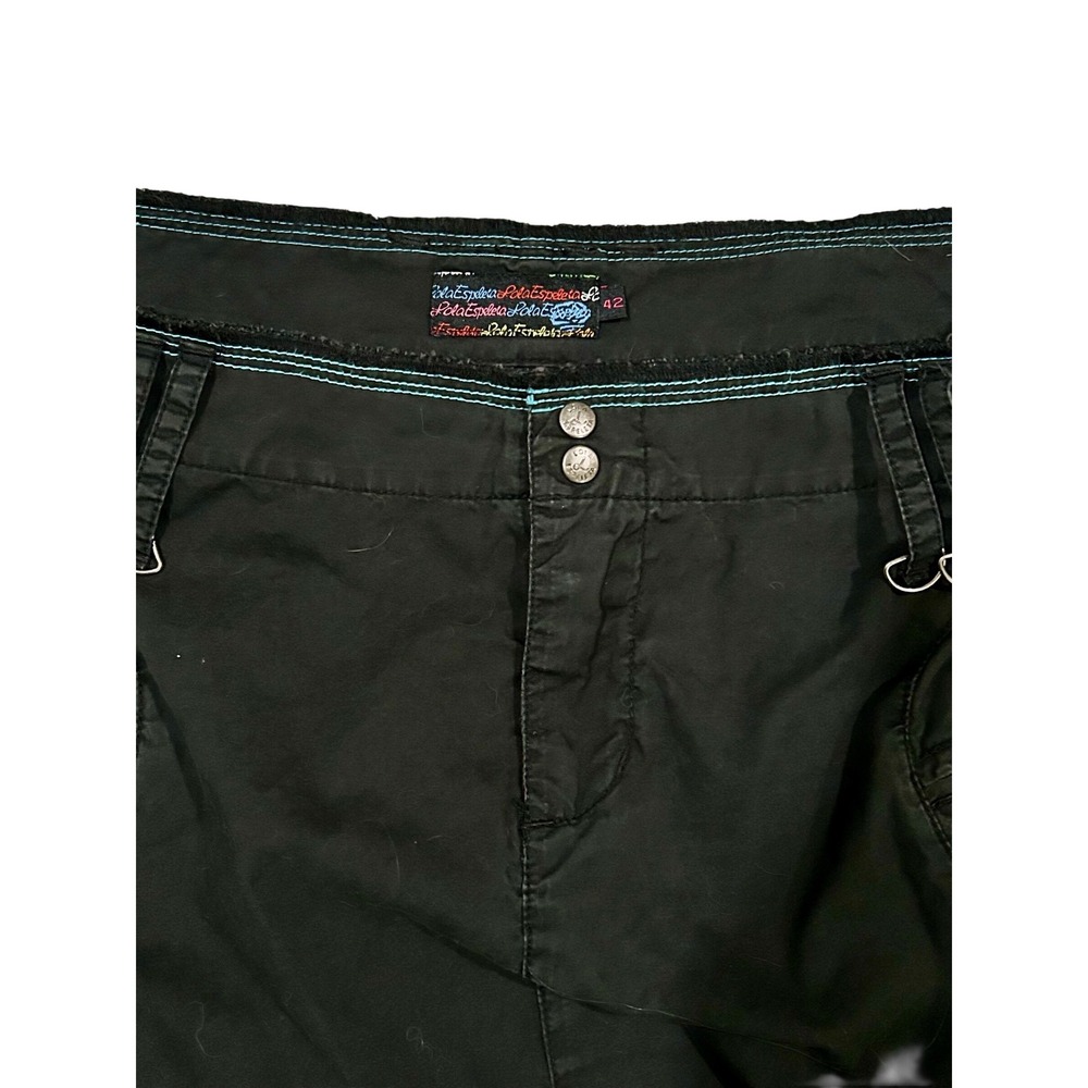 Lola Espeleta Black Utility Maxi Skirt Teal Stitching - Picture 3 of 4